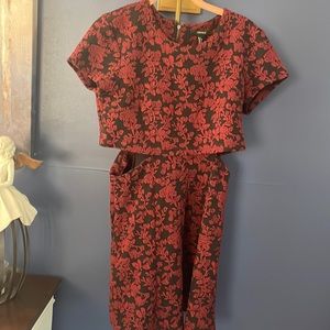 Red and black cut out dress